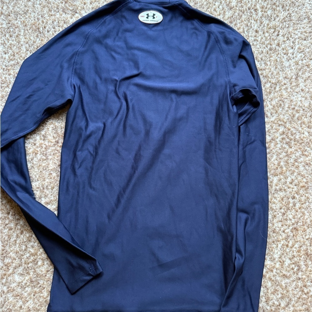 Under Armour Mens ColdGear Compression Shirt Navy Mock Neck Size M Athletic - Picture 6 of 6
